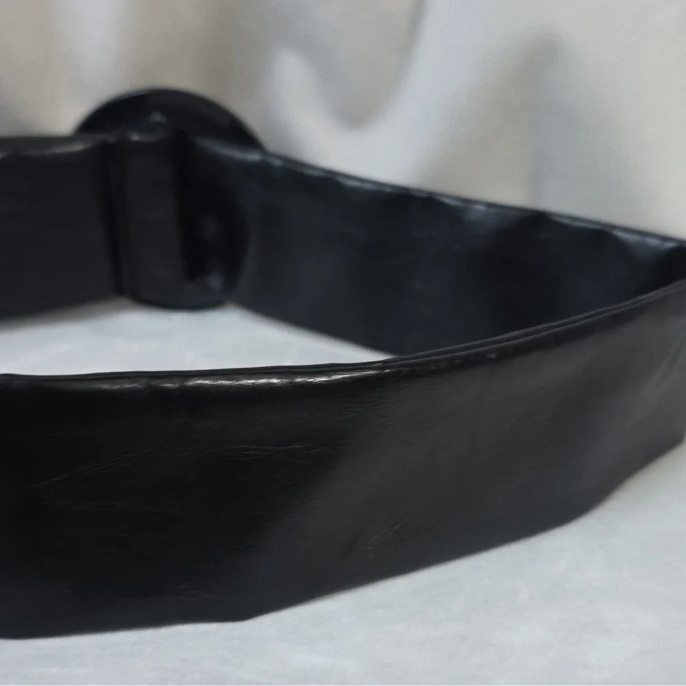 Vintage 80's women's black dress belt, wide design and a matching Buckle